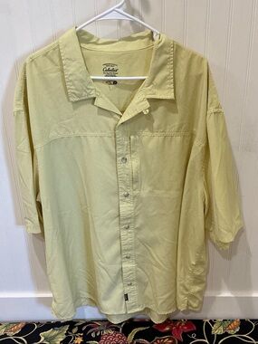 Cabela's Men's Pale Yellow Short-Sleeve Button Shirt Jacket
